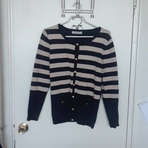 Womens striped button front cardigan